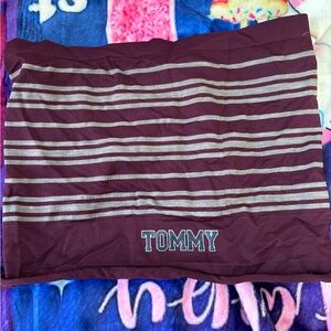 Tommy Hilfiger Burgundy and Gray Striped Top